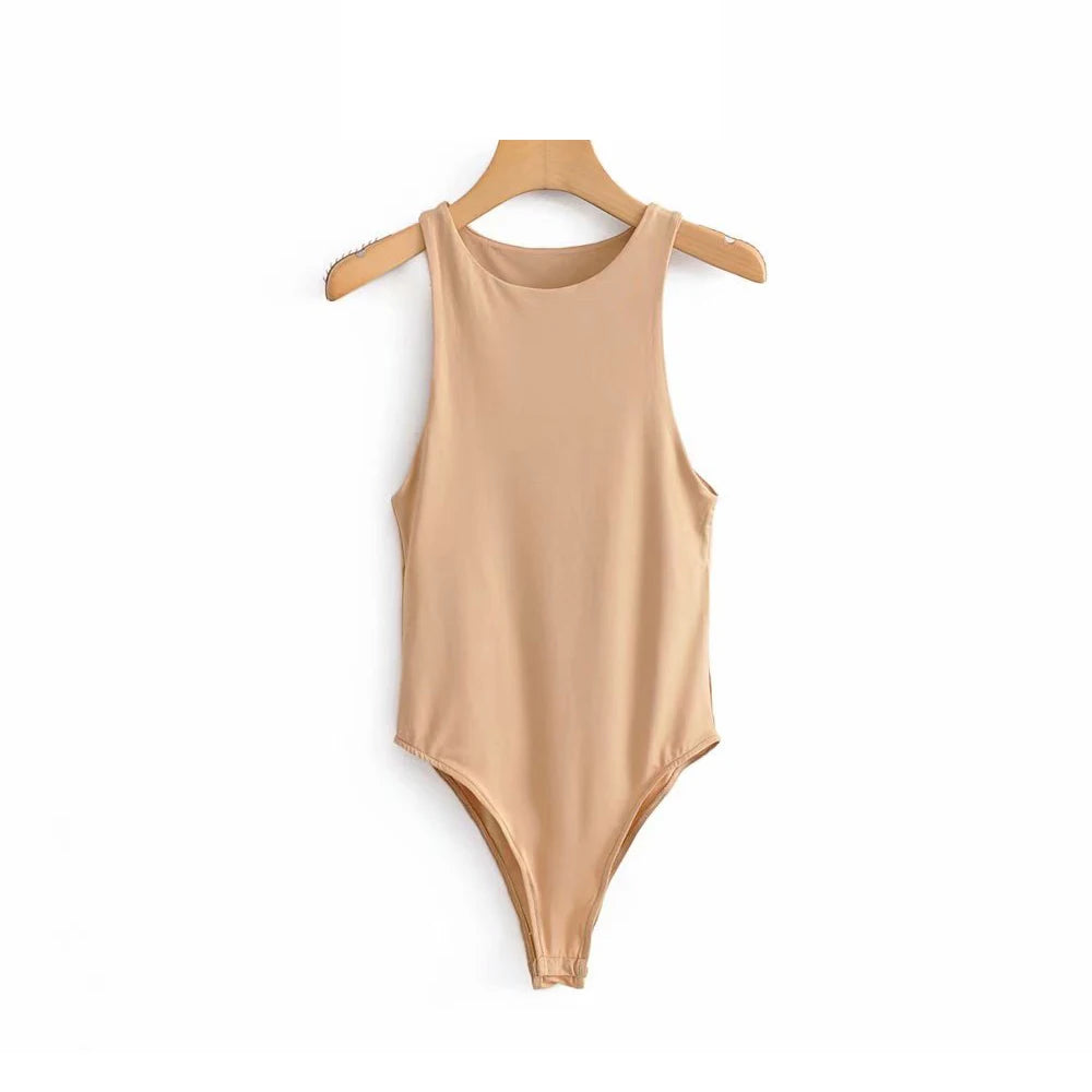 Slim Elastic Khaki Bodysuit